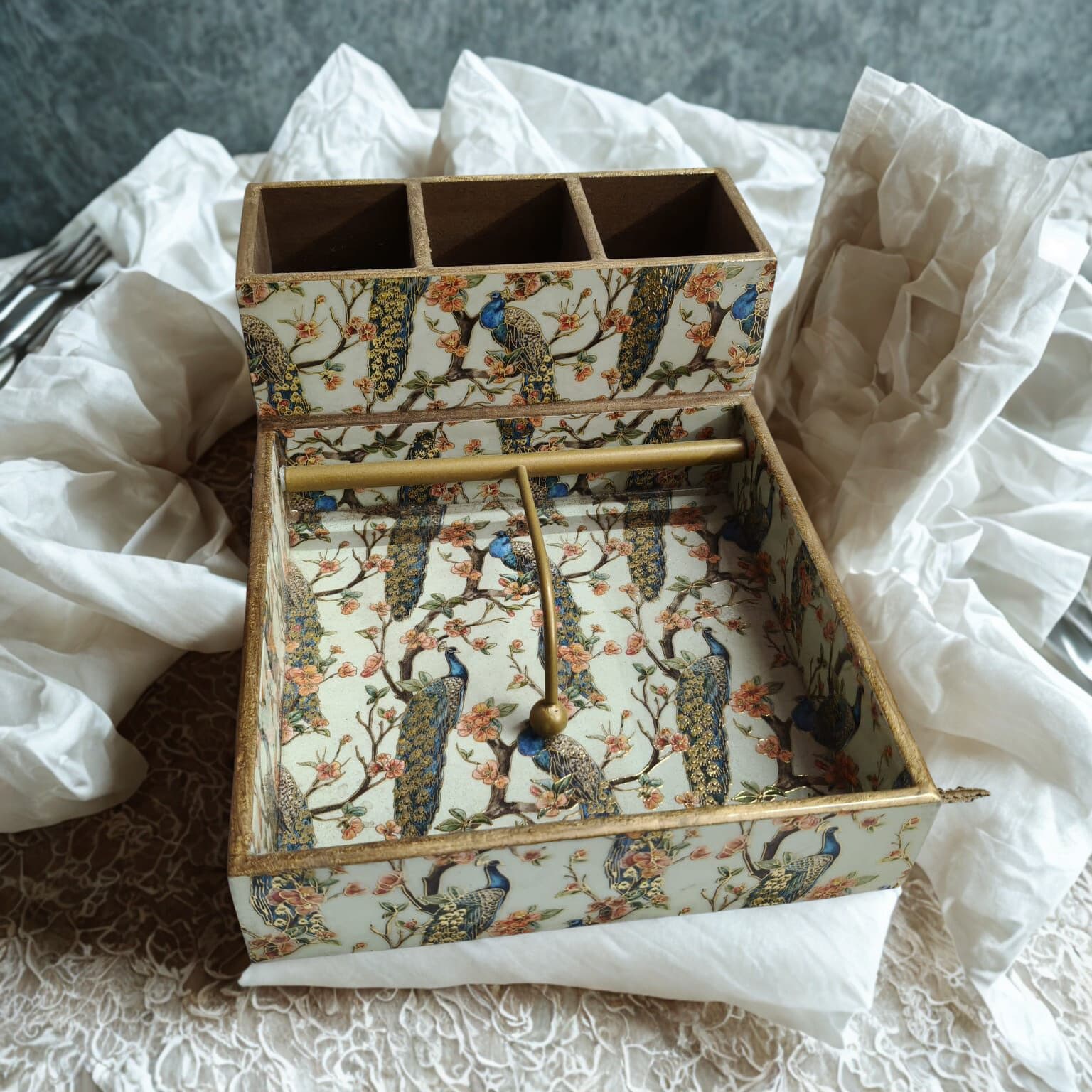 Cutlery Holder with Tissue Paper Holder