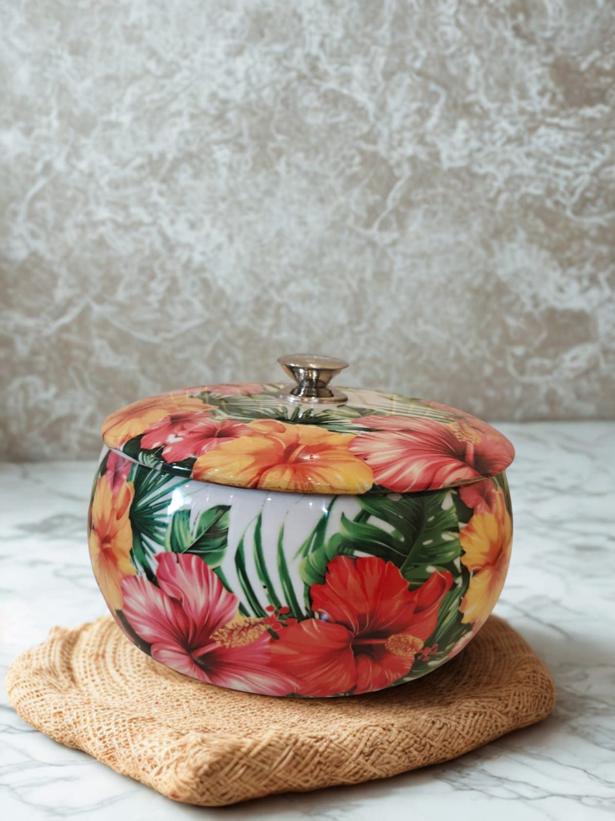 Aura Tropical Bloom Roti Box — handcrafted wooden kitchenware by Da Aura